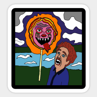 drawing man scared of evil lollipop Sticker